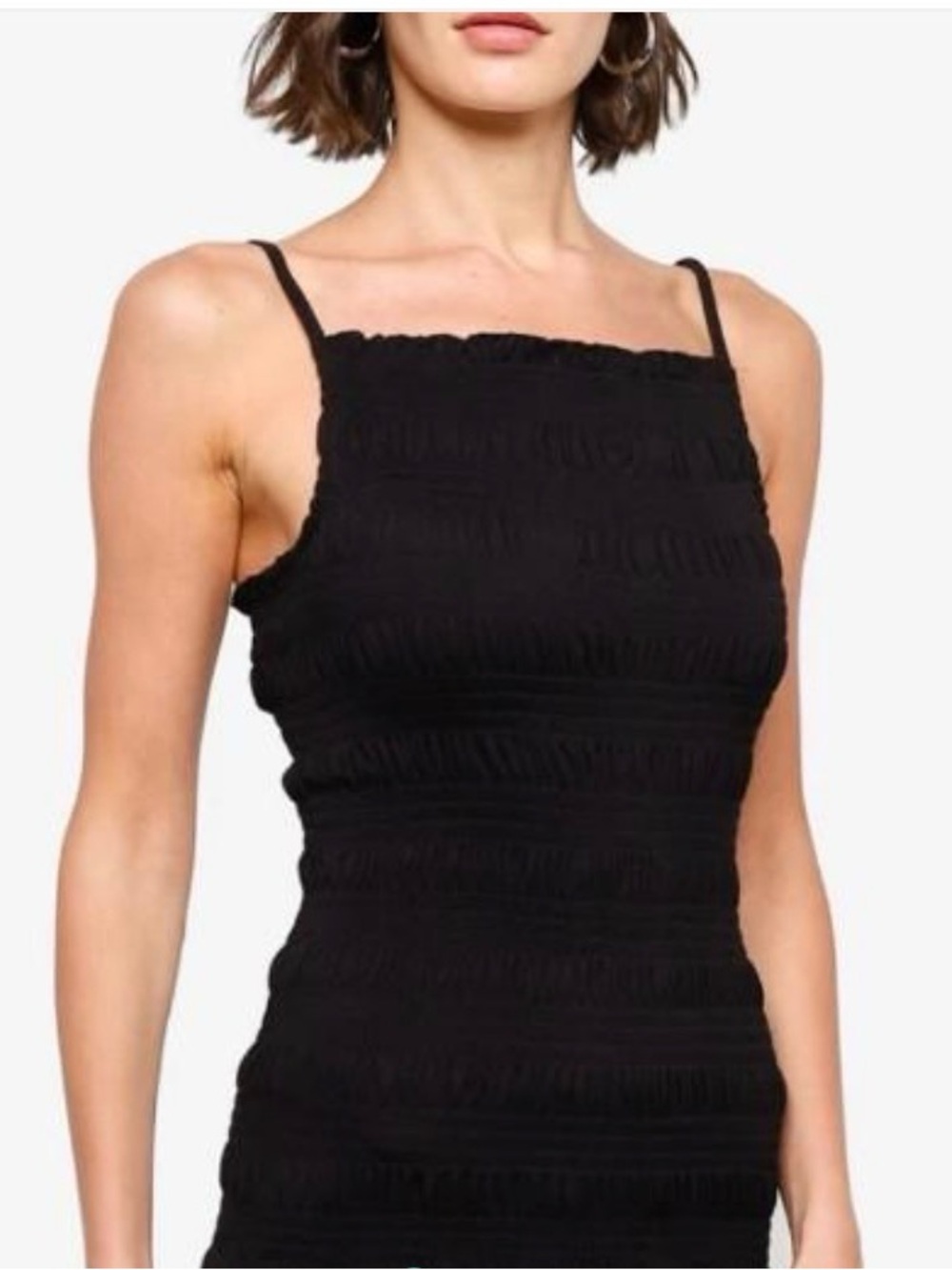 Black Smocked Rusched Cami Tank Top WSmall
Boho festival basic summer